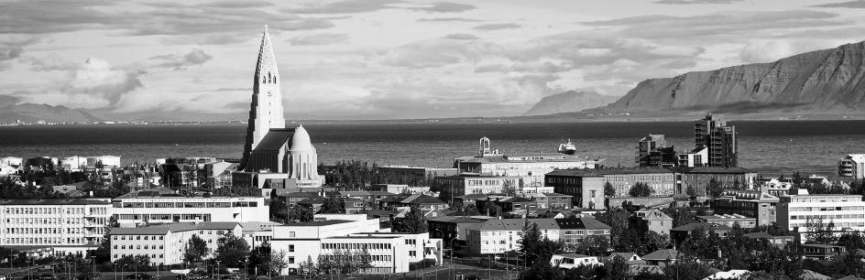 Reykjavík skyline with Hallgrímskirkja and the harbor